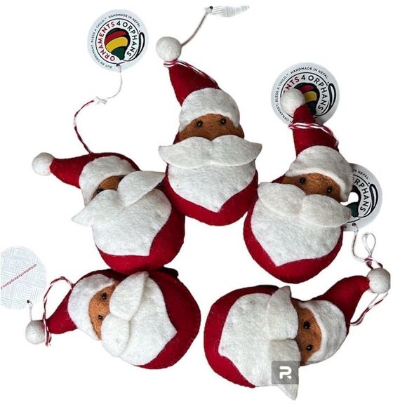 Handmade Cute Santa Felted Wool Christmas Ornaments Set 5 - Picture 1 of 7